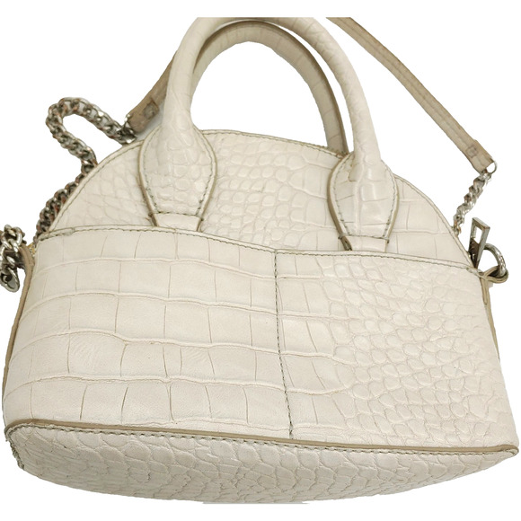 Zara Crossbody Mini Purse Ivory Faux Pebbled Leather Convertible Handbag - Picture 1 of 14